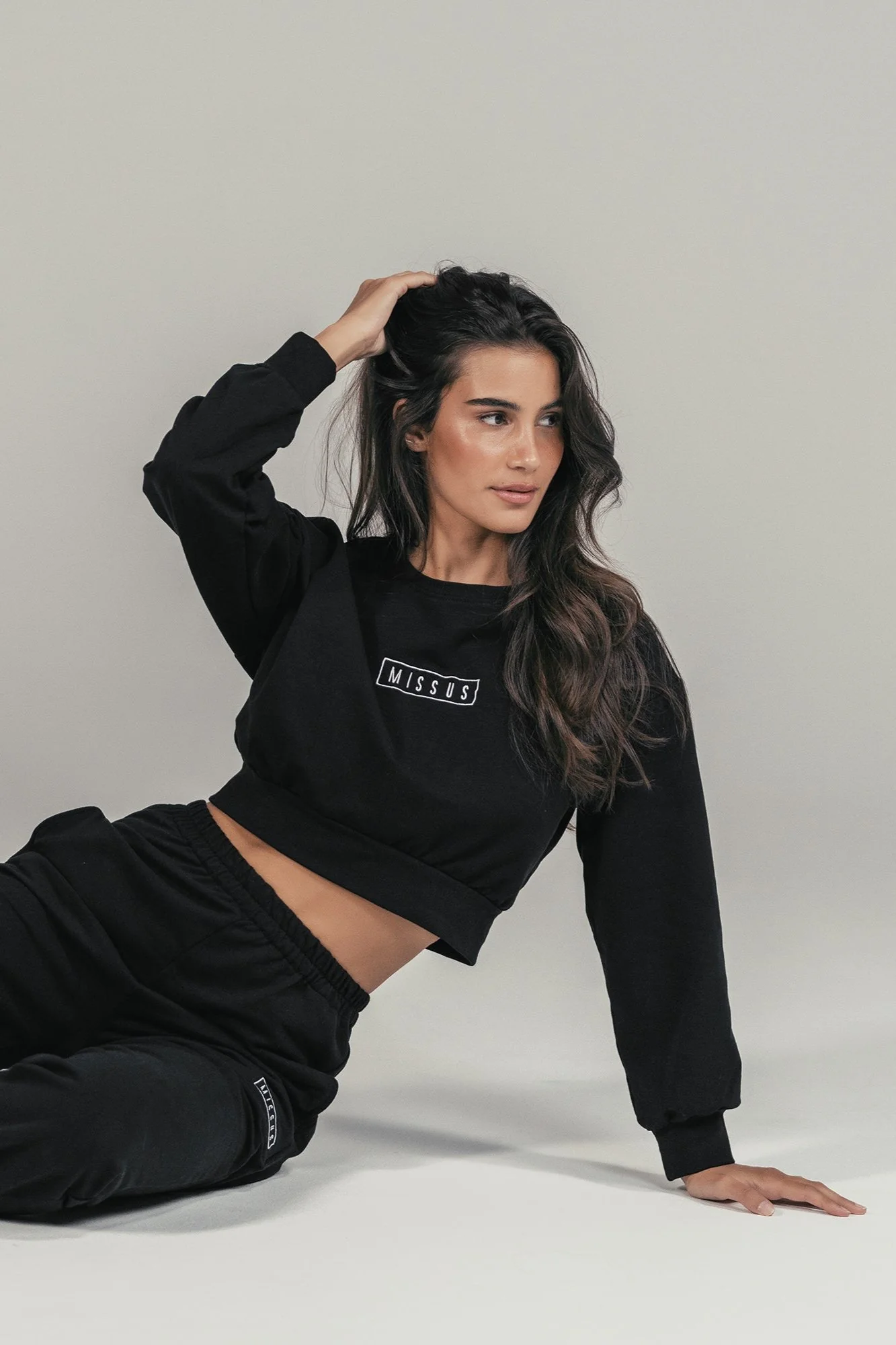 BLACK TRACKSUIT CREWNECK SWEATSHIRT - Image 3