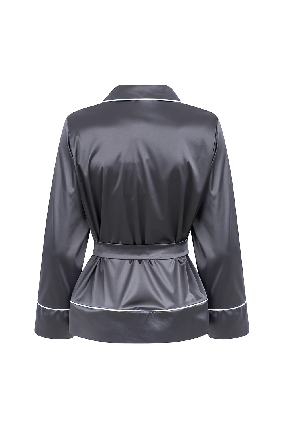 DARK GREY SATIN PJ SHIRT - Image 6